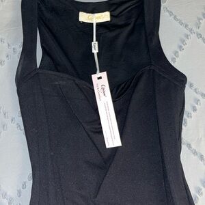 QINSEN Black Jumpsuit Women Sleeveless Square Neck Stretch Flare Leggings Romper